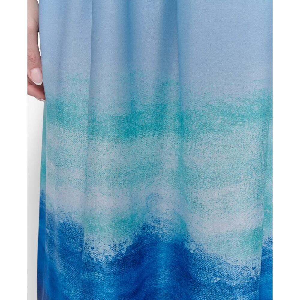 DKNY Women Seafoam Ombre Printed Satin Sleeveless Fit & Flare Maxi Dress Size S - Picture 5 of 10